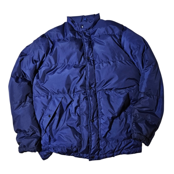 Vintage Herters Hudson Bay Virgin Goose Down Puffer Mens L Bomber Blue Full Zip